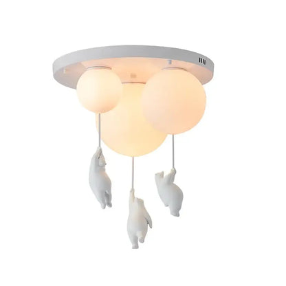 White polar bear resin pendant light for childrens room