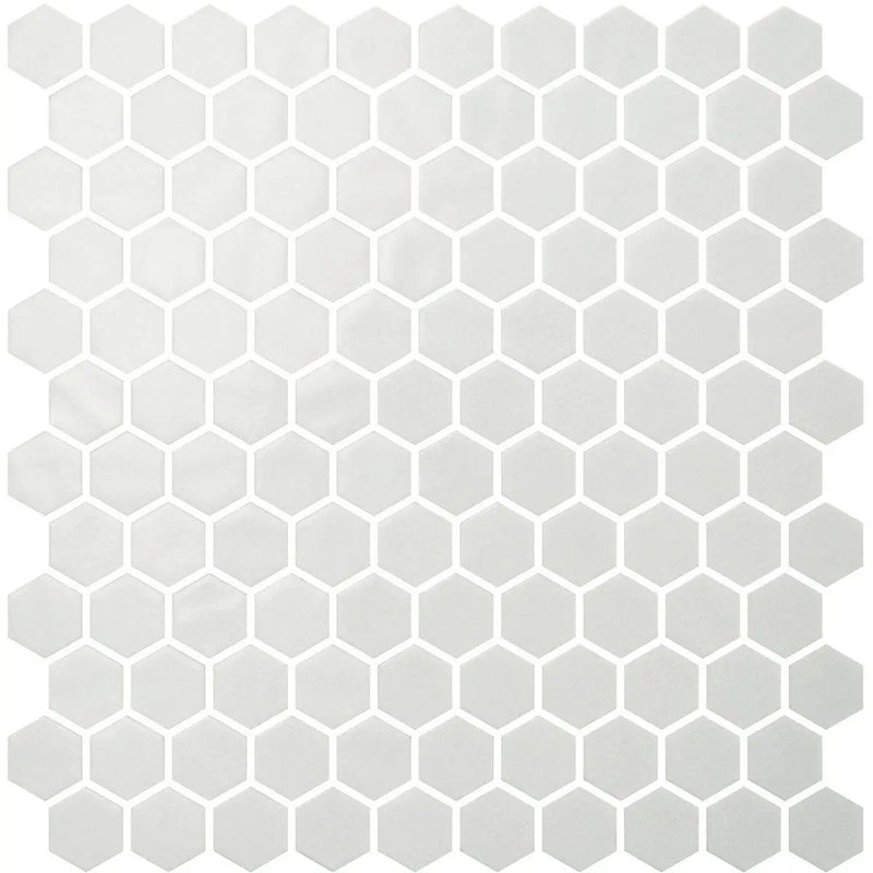 White Polished Hexagon Glass Mosaics 11 3/4x11 1/2