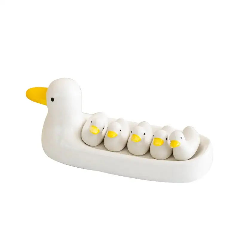 White porcelain duck chopstick holder tray dining room ceramic dish