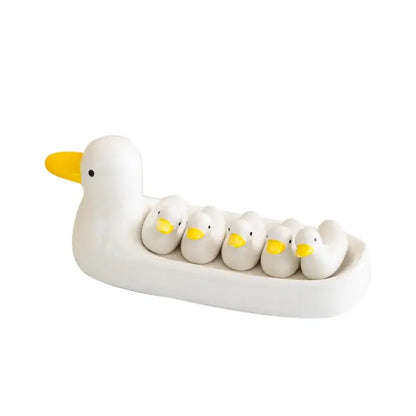 White porcelain duck chopstick holder tray dining room ceramic dish