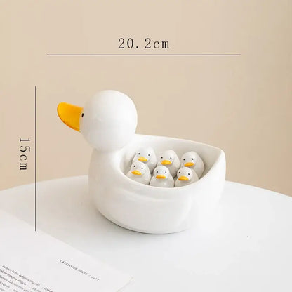 White porcelain duck chopstick holder tray dining room ceramic dish