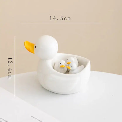 White porcelain duck chopstick holder tray dining room ceramic dish