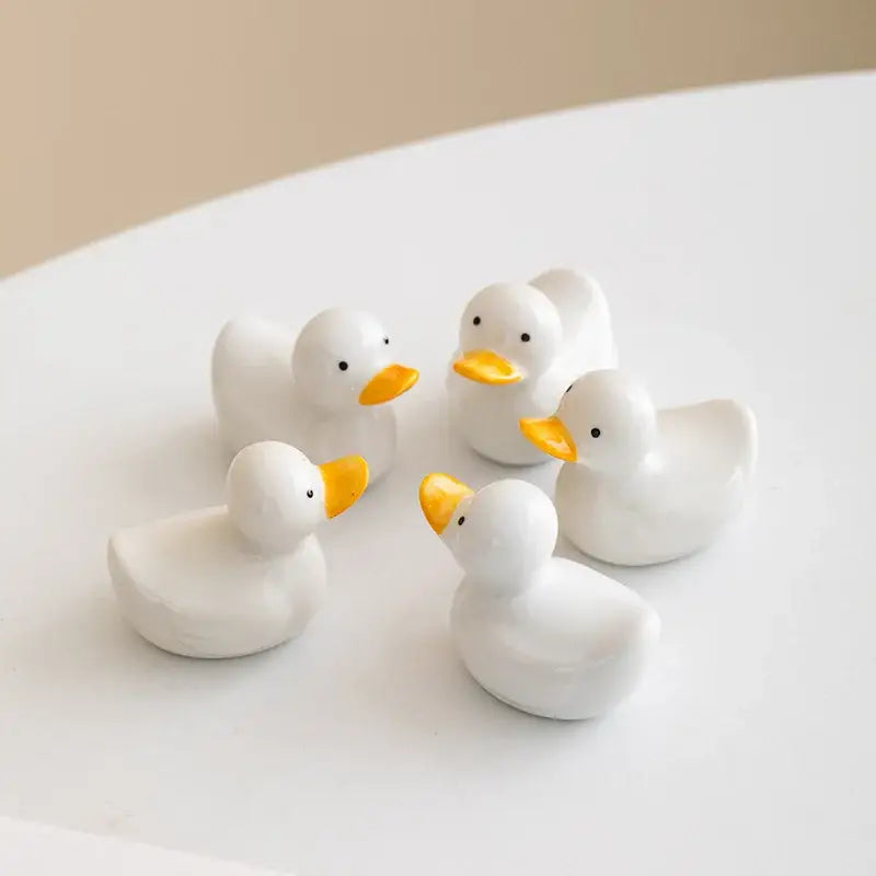 White porcelain duck chopstick holder tray dining room ceramic dish