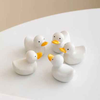 White porcelain duck chopstick holder tray dining room ceramic dish