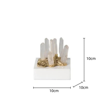 White quartz crystal stone marble ornament set living room decor
