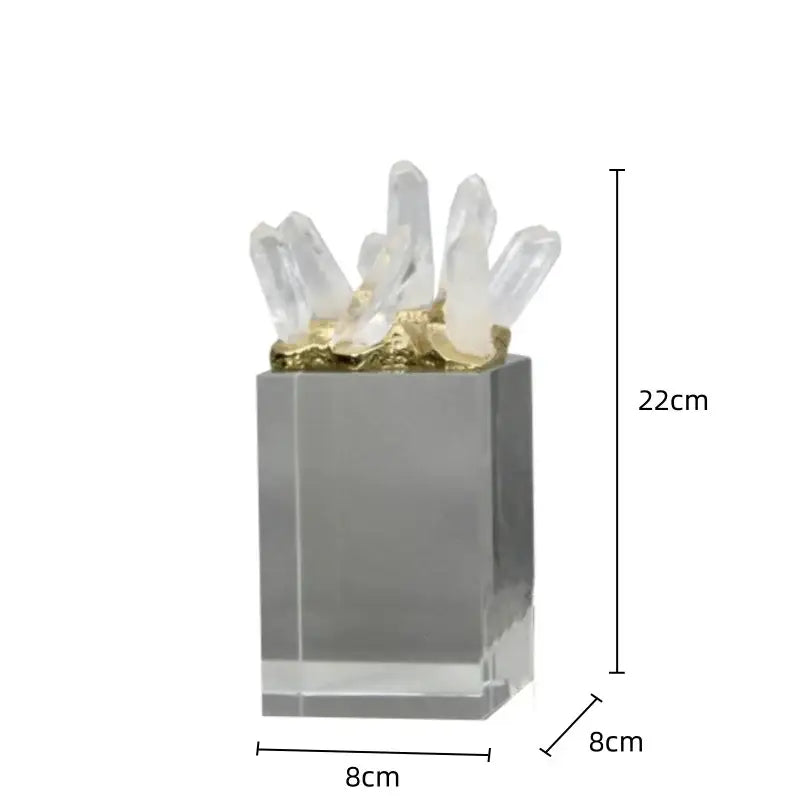 White quartz crystal stone marble ornament set living room decor
