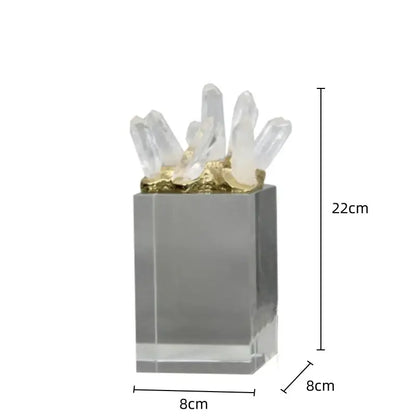 White quartz crystal stone marble ornament set living room decor