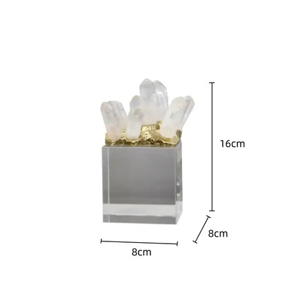 White quartz crystal stone marble ornament set living room decor