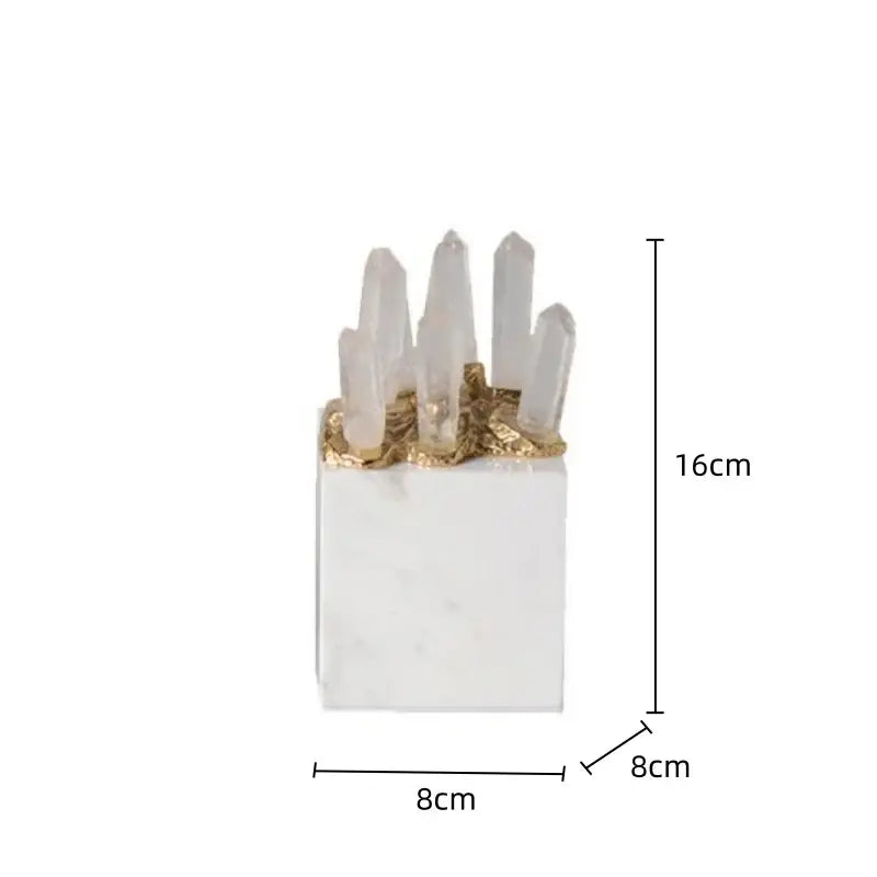 White quartz crystal stone marble ornament set living room decor