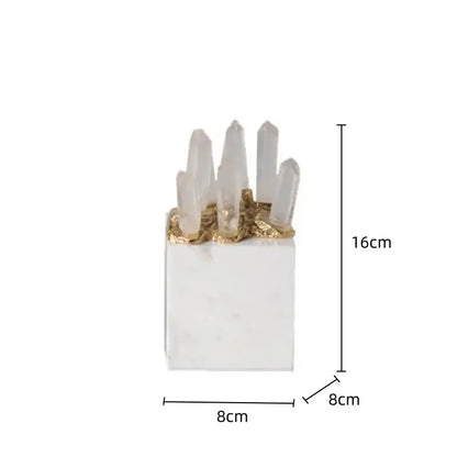 White quartz crystal stone marble ornament set living room decor