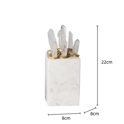 White quartz crystal stone marble ornament set living room decor