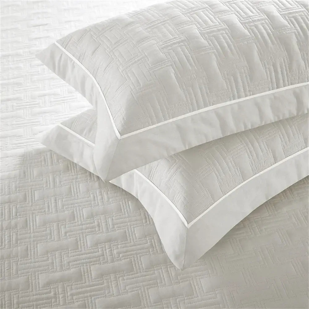 White quilted cotton coverlet bedspread set bedroom decor