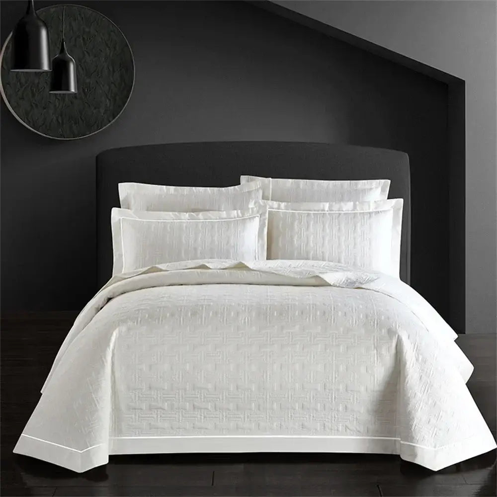 White quilted cotton coverlet bedspread set bedroom decor