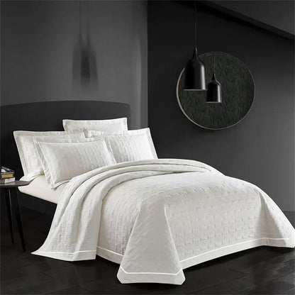 White quilted cotton coverlet bedspread set bedroom decor