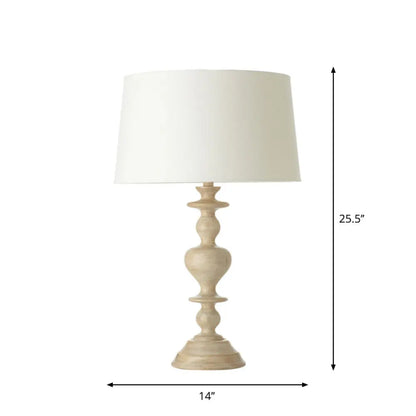 DecorBites™ White Resin Base Fabric Nightstand Lamp with Classic Tapered Design