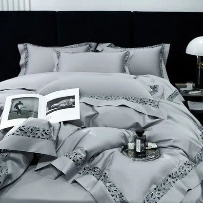 White satin lace 1200tc egyptian cotton bedding set bedroom