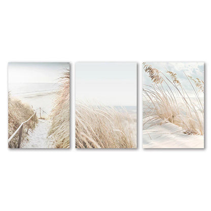 DecorBites™ White Seascape Canvas Set - Beach & Botanical Wall Art