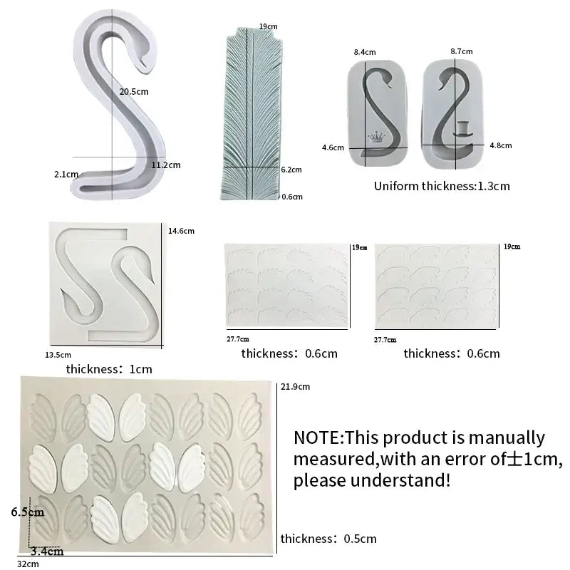 White silicone 3d wings cake mold kitchen swan neck decoration