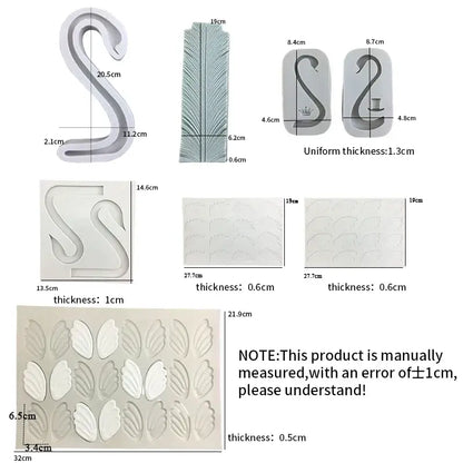 White silicone 3d wings cake mold kitchen swan neck decoration