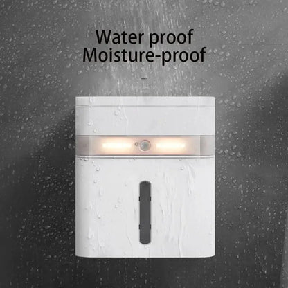 White smart sensor toilet paper holder with induction light bathroom