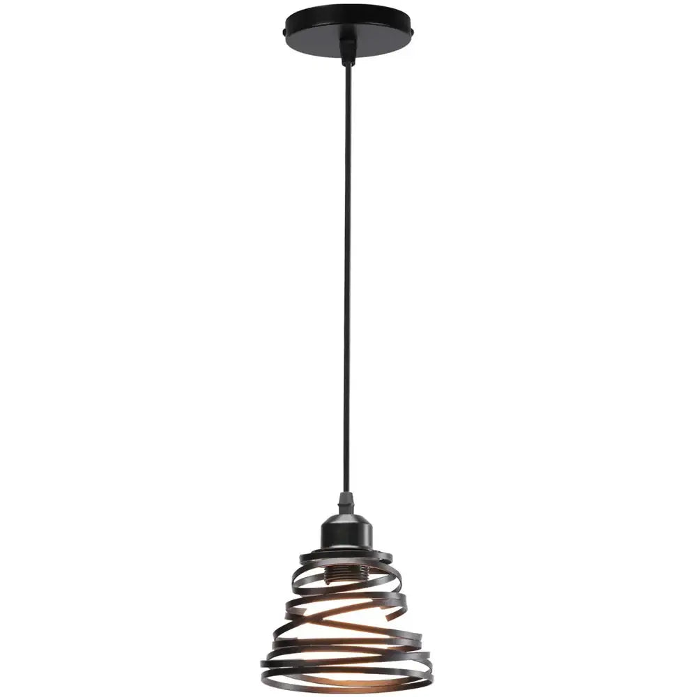 White spiral iron cage ring pendant light kitchen living room
