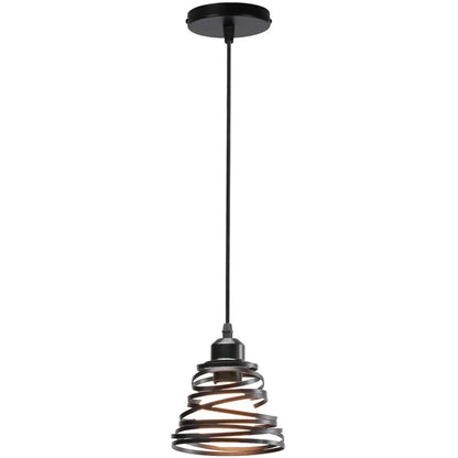 White spiral iron cage ring pendant light kitchen living room