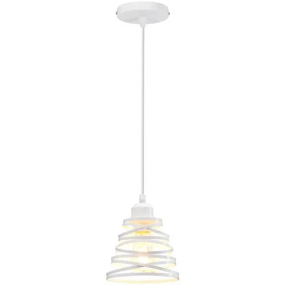 White spiral iron cage ring pendant light kitchen living room