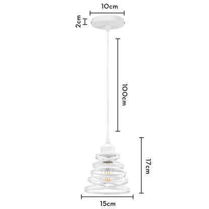 White spiral iron cage ring pendant light kitchen living room