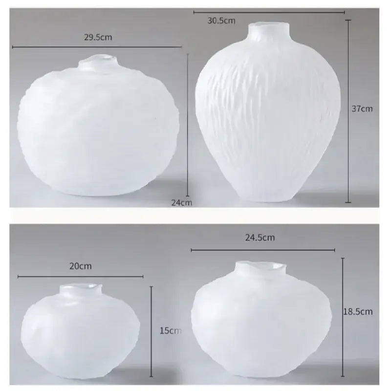White textured ceramic glass pleats vase living room flower decor