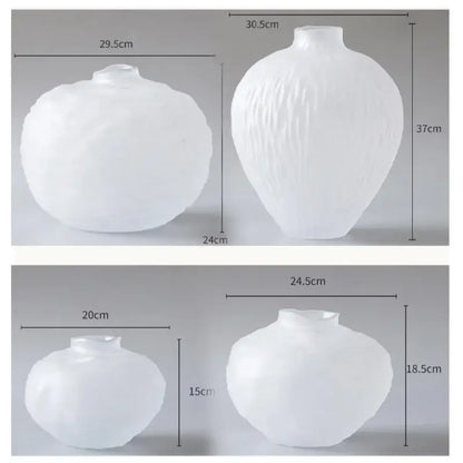 White textured ceramic glass pleats vase living room flower decor