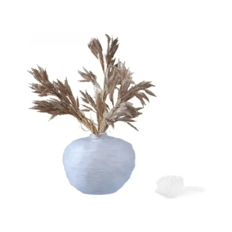 White textured ceramic glass pleats vase living room flower decor