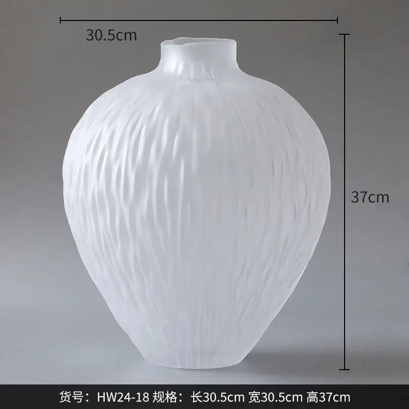 White textured ceramic glass pleats vase living room flower decor