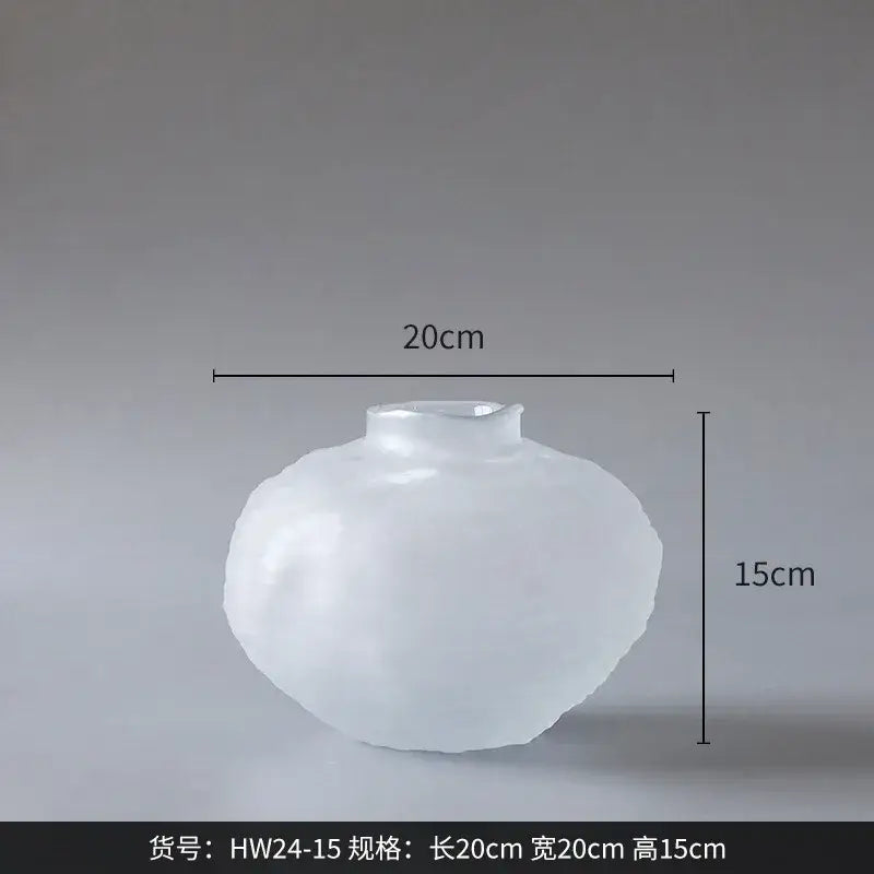 White textured ceramic glass pleats vase living room flower decor