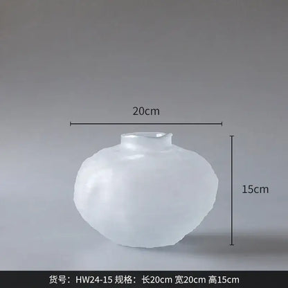 White textured ceramic glass pleats vase living room flower decor