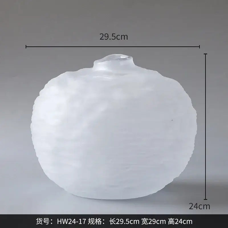 White textured ceramic glass pleats vase living room flower decor