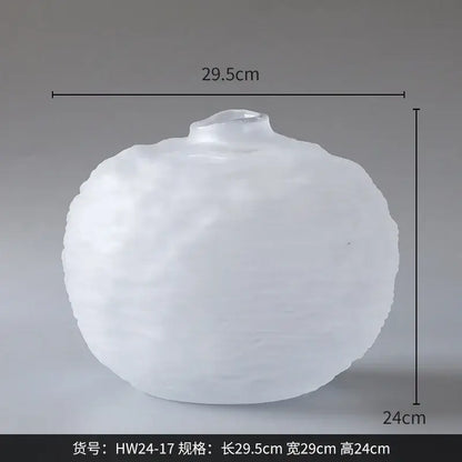 White textured ceramic glass pleats vase living room flower decor