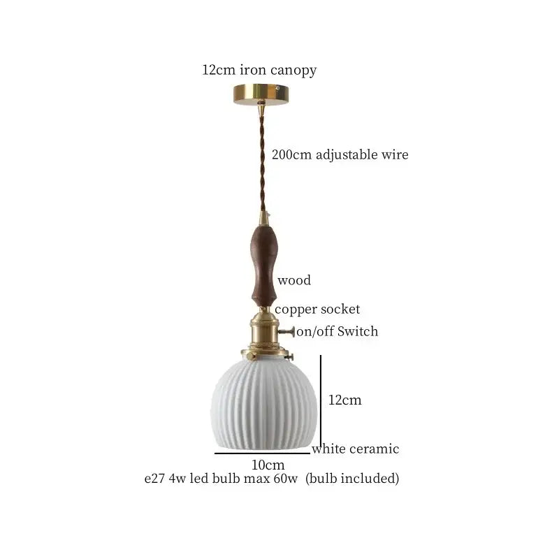 White textured glass and brass pendant light dining room ceramic led