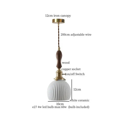 White textured glass and brass pendant light dining room ceramic led