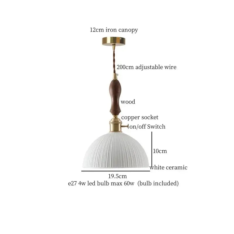 White textured glass and brass pendant light dining room ceramic led