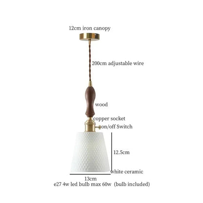 White textured glass and brass pendant light dining room ceramic led