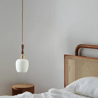 White textured glass and brass pendant light dining room ceramic led