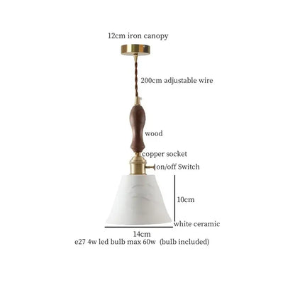 White textured glass and brass pendant light dining room ceramic led