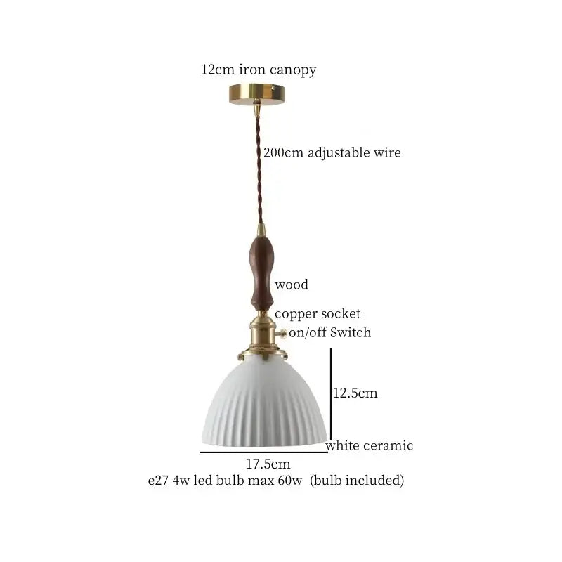 White textured glass and brass pendant light dining room ceramic led