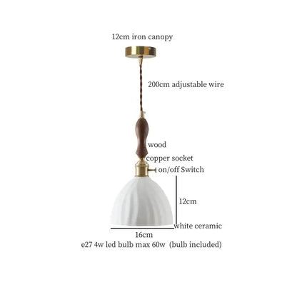 White textured glass and brass pendant light dining room ceramic led