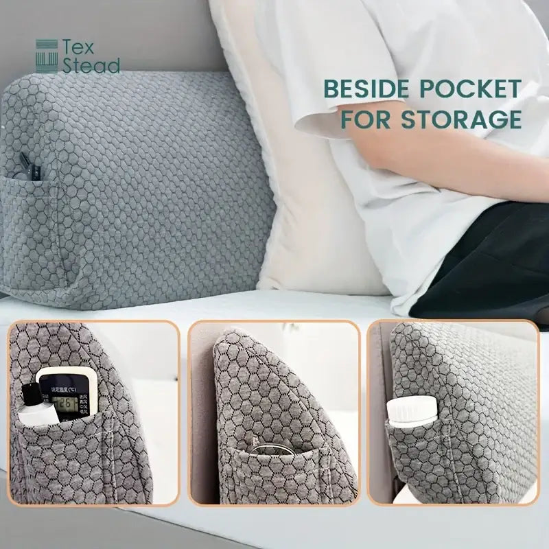 White textured headboard pillow wedge bedroom mattress gap filler