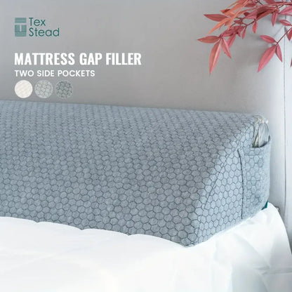 White textured headboard pillow wedge bedroom mattress gap filler