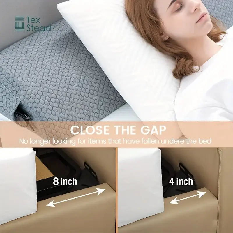 White textured headboard pillow wedge bedroom mattress gap filler