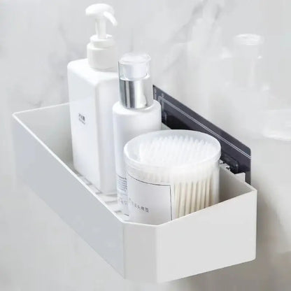 White & translucent magnetic bathroom shelves wall storage rack