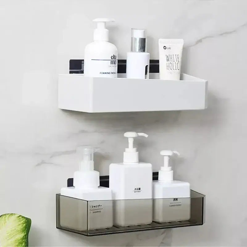 White & translucent magnetic bathroom shelves wall storage rack