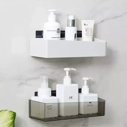 White & translucent magnetic bathroom shelves wall storage rack
